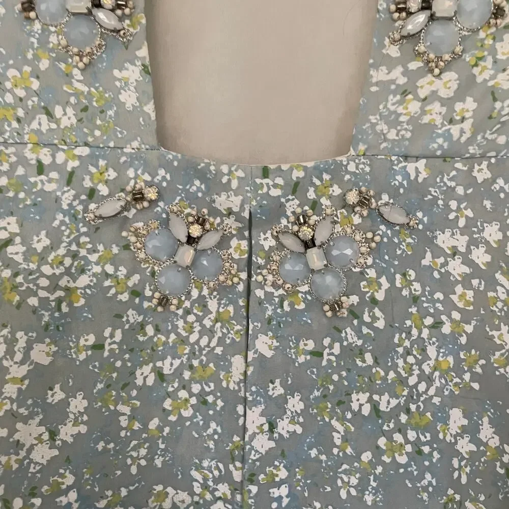 Tory Burch Beaded Dress Size 4 Side Zip, fully lined. Open back